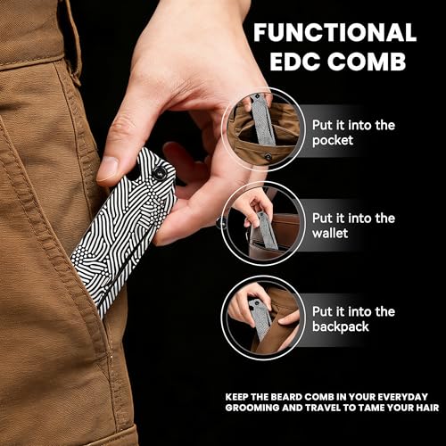 Metal Hair & Beard & Mustache Comb, Multifunctional Folding EDC Pocket Beard Comb With Bottle Opener - Anti-Static for Travel and Everyday Grooming Styling