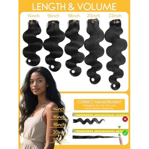 Caliee 16 Inch Body Wave Clip in Hair Extensions Real Human Hair Invisible Skin Weft Virgin Human Hair Soft 8Pcs 115G Natural Black Body Wave Clip ins Human Hair