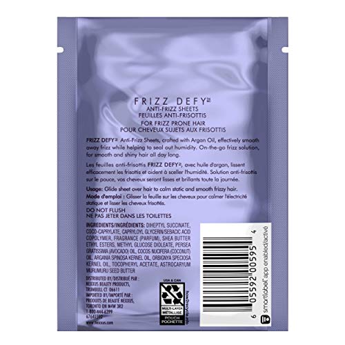 Nexxus Defy Anti-Frizz Sheets - On-the-Go Argan Oil Hair Smoothing, 8 Count