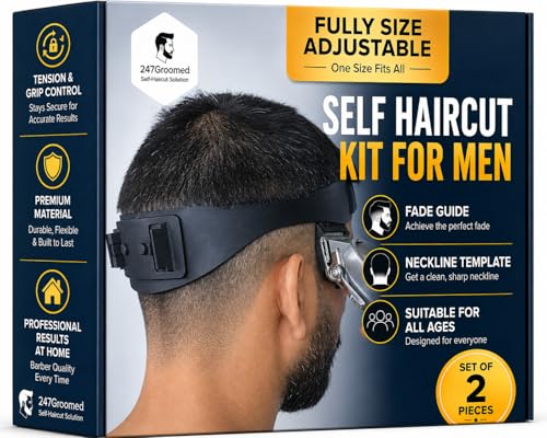 247 Groomed Self Haircut Kit for Men with Neckline & Fade Guide