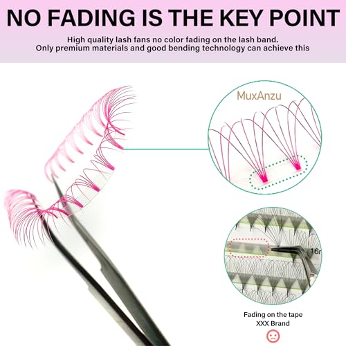 Eyelash Extension Colored Premade Lash Fans Short Stem Volume Lash Extensions Supplier 5D Pink Blue Purple Brown 352 Clusters C/D Curl 0.07/0.10 8-15mm MIX (Purple, 5D 0.10 C 8-15MIXED)