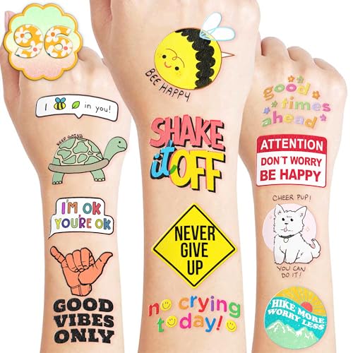 96PCS Motivational Pre-Cut Temporary Tattoos - Inspirational Quote Tattoos for Women, Adults, Teens, and Kids - Birthday Party Favors, School Prizes, Rewards, and Gifts