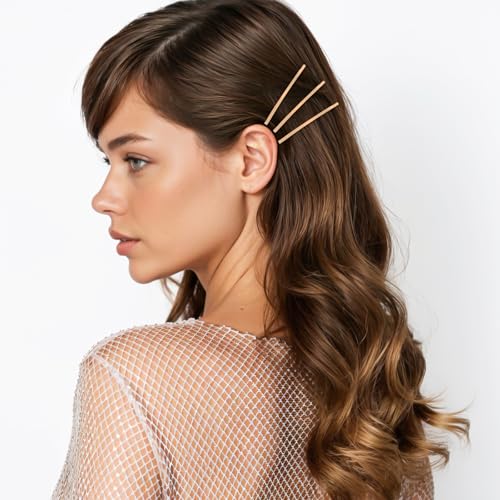 Gold Jumbo Bobby Pins for Thick & Long Hair - Reusable Non-Slip Hair Clips, 3.34 Inch, 50 Pack