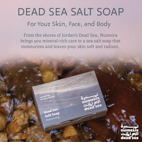 Dead Sea Salt Soap - Moisturizing Mineral-Rich Face & Body Bar - Natural Bar Soap with Olive Oil, Grape Seed Oil, Vitamin E, and Dead Sea Salt Harvested from Jordan