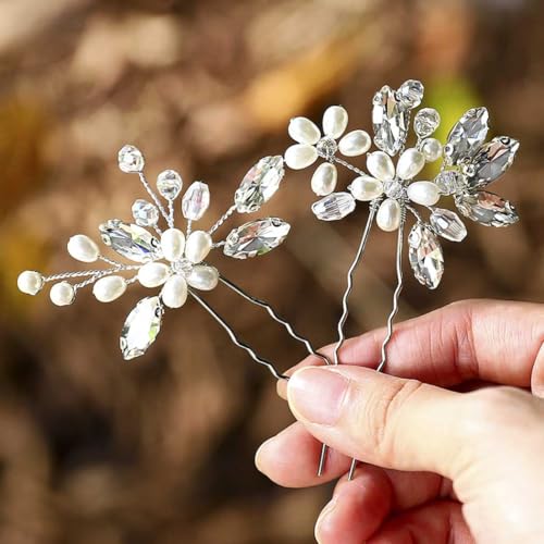 Pearl Wedding Hair Clips - Bridal Updo Pins (2-Piece Set)