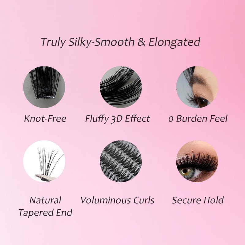 Wispy Lash Clusters Kit with Glue & Tweezers - Self Adhesive