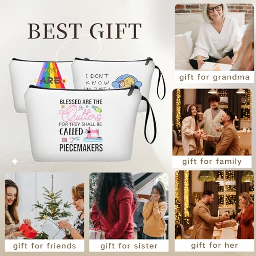 Quilting Sewing Gifts for Women Friend Female Coworker Sister Lovers Enthusiasts Sewers Seamstress Accessories Makeup Cosmetic Bag