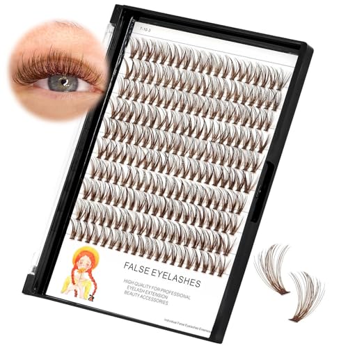 Grafting 20Roots Brown Color Makeup Cluster Eyelashes Thickness 0.07mm D Curl Individula False Eyelashes Dramatic 3D Volume Eye Lashes Extensions 10-20mm to Choose (13mm)