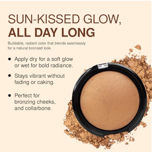 Palladio Baked Bronzer Powder - Shimmery Glow, Dry or Wet