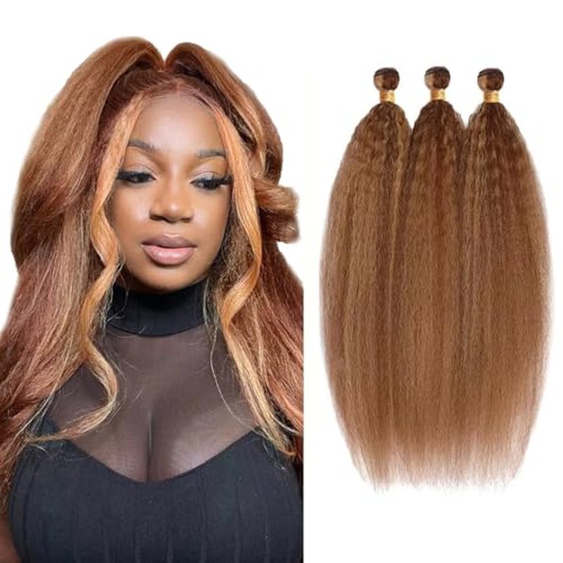 P4/30 Kinky Straight Human Hair 3 Bundle Pack - Virgin Remy