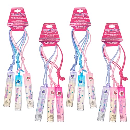 12pc Fruit Flavored Lip Gloss Necklace Set - Party Favors