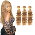 #27 Honey Blonde Deep Wave Human Hair Bundles 3-Pack