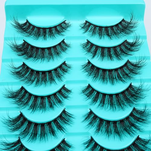 False Eyelashes Natural Cat Eye Lashes Lightweight 10 Pairs C Curl Wispy Eyelashes Curly 3D Faux Mink Eyelashes Pack (Natural B1)