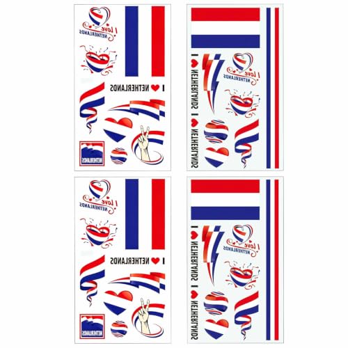 40 Pcs Netherlands Flag Temporary Tattoos - Waterproof Face Stickers