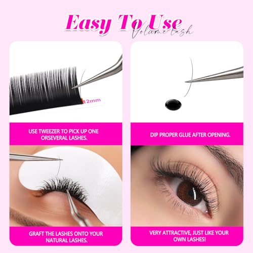 Cashmere Volume Eyelash Clusters C/CC/D/DD Curl 0.03-0.07mm