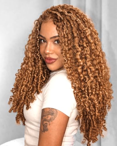 Honey Blonde Burmese Curly Human Hair Half Wig 18 Inch with Drawstring