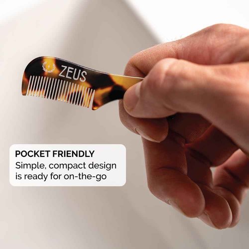 ZEUS Handmade Saw-Cut Mustache Comb for Men, Fine Tooth, Durable, Hand Polished Pocket Beard Comb, Grooming Essential (3 PACK) Traditional