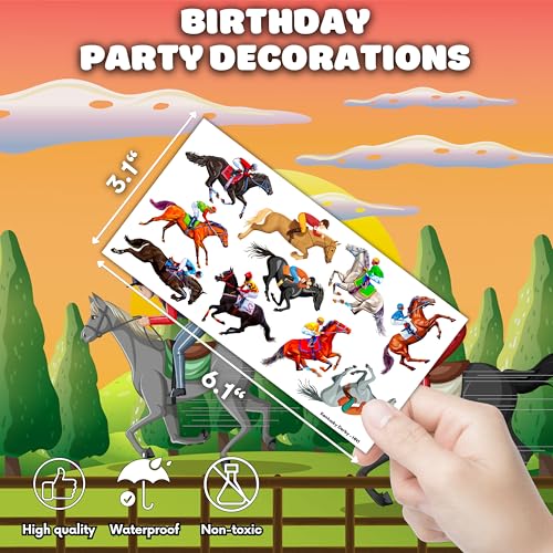 Horse Racing Temporary Tattoos - 96 Pack for Kids Parties