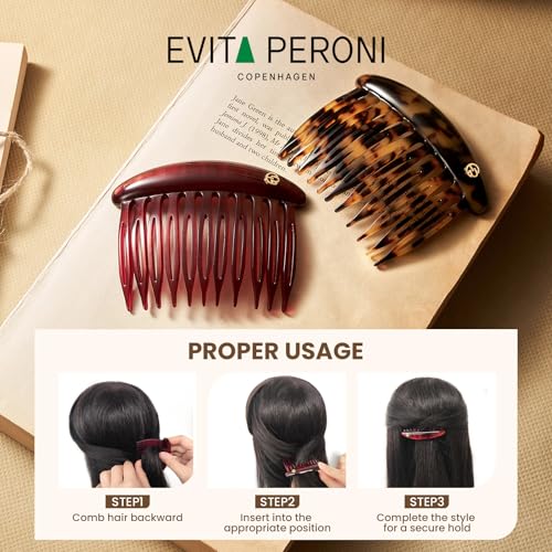Evita Peroni Red French Hair Comb Acetate Side Clip – Secure French Twist