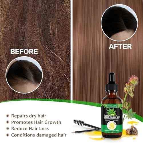 Jamaican Black Castor Oil for Hair Growth, 2 Packs Multipurpose Cold Pressed 100% Natural Castor Oil Organic for Hair and Skin Care