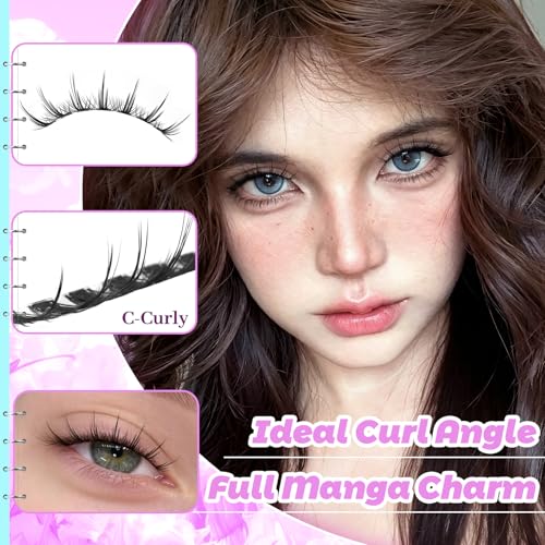 Losha Natural Manga Lashes - 7 Pairs Wispy Cat Eye Eyelashes