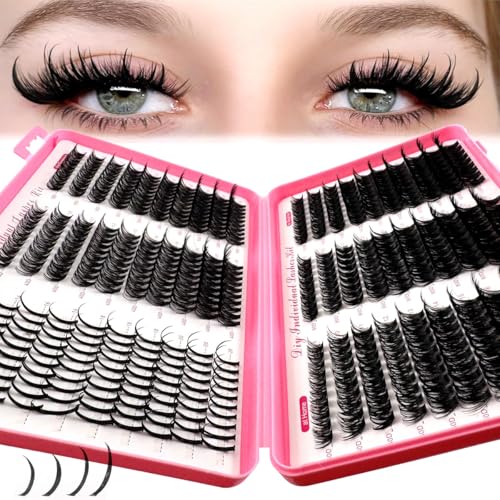 200D-60D large capacity eyelash book single cluster artificial mink false eyelashes 500pcs thick eyelashes 0.07mm D curly false eyelashes 10-18mm mixed mink lashes (Spikes40D50D+60D80D100D)