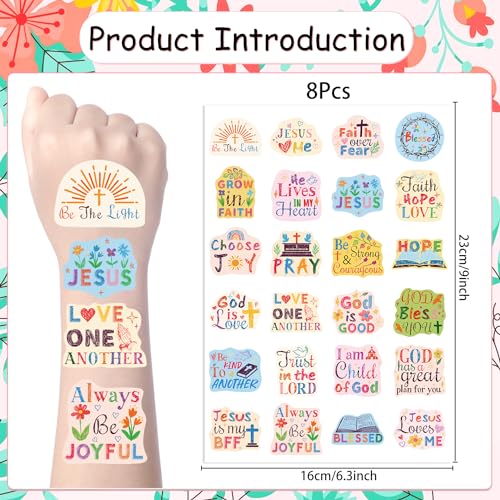 Christian Temporary Tattoos - 192 Piece Set with Bible Verses