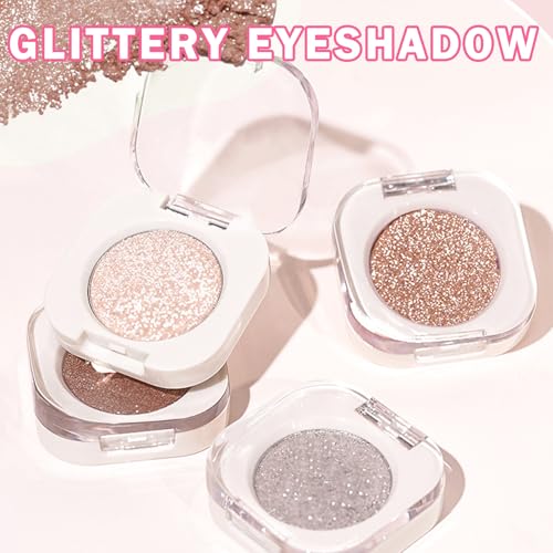 Champagne Pearl & Metallic Silver Single Eyeshadow Duo