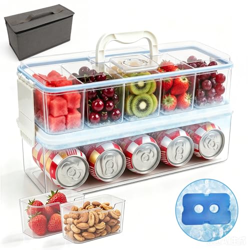 Snackle Box 10-Compartment Chilled Serving Tray with Ice Packs
