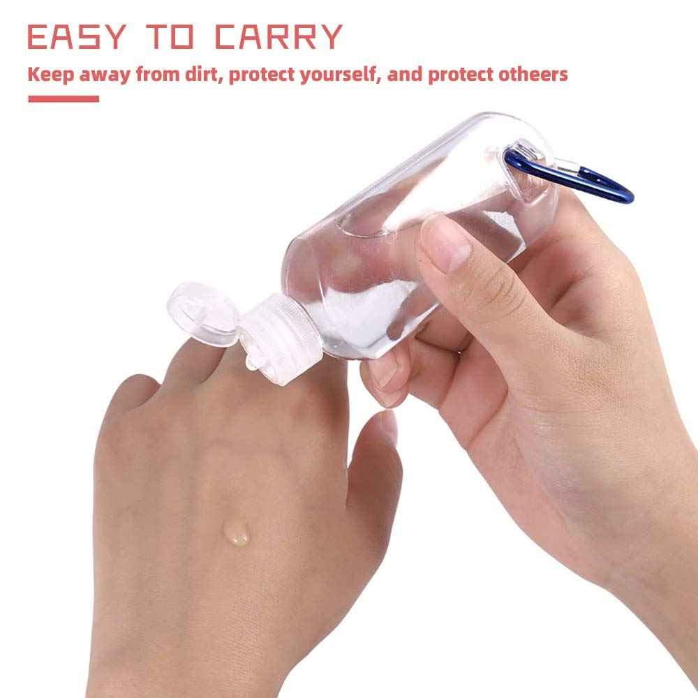 Refillable Travel Bottles Containers with-Clip - XMWangzi, with Filp or Nozzle, Empty Plastic Bottles, Filled with Cosmetic Oil Hand Sanitizer, Suitable for Home Office Outdoor (5 PCs)