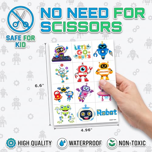 96 PCS Robot Temporary Tattoos for Kids - Waterproof Party Favors