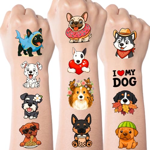 Dog Temporary Tattoos for Kids, 100 Pcs Party Favors