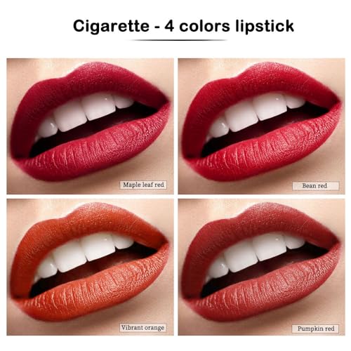 4 Colors Mini Tube Mate Velvet Lipstick, Long - Lasting 24H Waterproof Lip Tint,Vegan Beauty, Hydrating Red Lip Stain for Women, Non - Sticky Smooth Lip Makeup Set