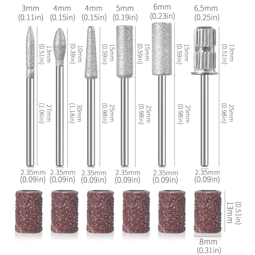 6 Pcs Nail Drill Bits Set - Professional 3/32" Manicure & Pedicure Tools