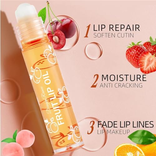 6 Pcs Fruit Flavored Roll-On Lip Gloss Oil Set