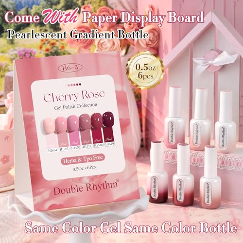 Double Rhythm 6 Pcs HEMA-Free Gel Nail Polish Set - Nude Pink Burgundy