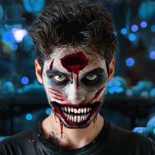 Halloween Face Tattoos - Skeleton Clown Zombie Makeup Kit