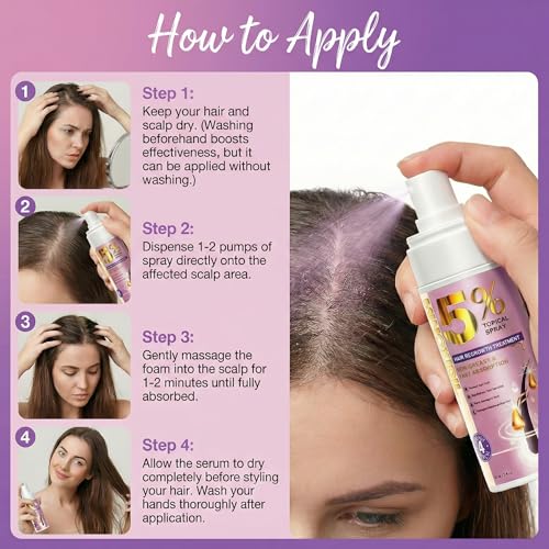 Hair Growth Spray with 5% Minoxidil, Biotin & Rosemary Oil - 2x60ml