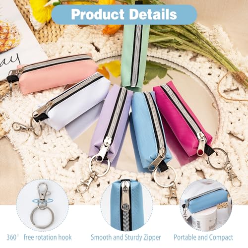 Chapstick Holder Keychain, 6-Pack Lip Balm Pouch with Clip