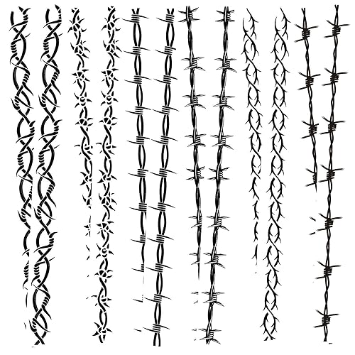 Barb Wire Tattoos Temporary,Variety Large Barbed Wire Tattooï¼?2-Sheet Barbed Wire Armbands Fake Tattoo Sticker for Men Women Kids Halloween Costume Supplies Totem Body Art