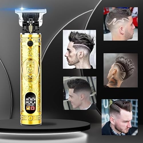 Beard Trimmer for Men, Professional Hair Clipper with LCD Display, Rechargeable Electric Razor, Barber-Grade Zero Gapped T-Blade Hair Trimmer, Idea Gift for Men