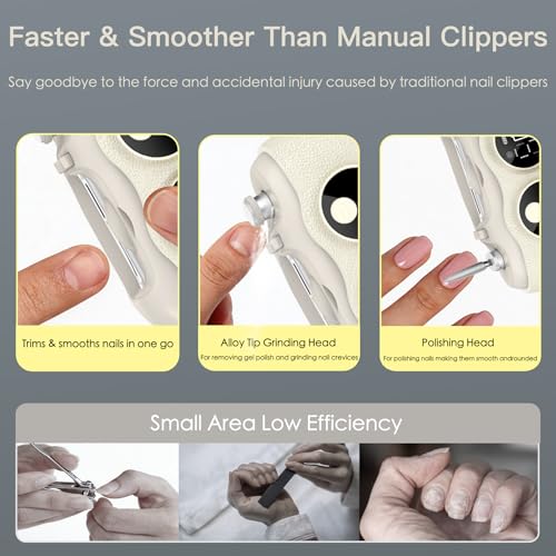 Electric Nail Clipper 3-in-1 with Magnifier & Polishing