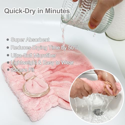 Jseng 3-Pack Microfiber Hair Towel Wrap with Bow