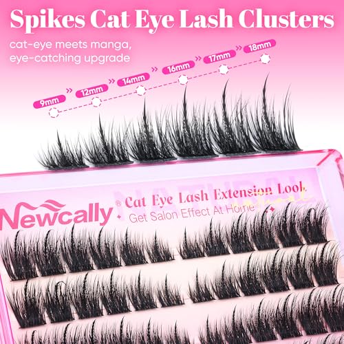 Cat Eye Lash Clusters Manga Eyelash Clusters Wispy individuals Fox Eye Lash Extension CD-Curly Cluster Eyelash Extensions Spiky Lash Cluster by Newcally