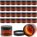 30 Pack 4 oz Amber Plastic Jars with Lids Empty Refillable Cosmetic Container for Beauty Essential Products Body Butter Creams Gel and Lotion