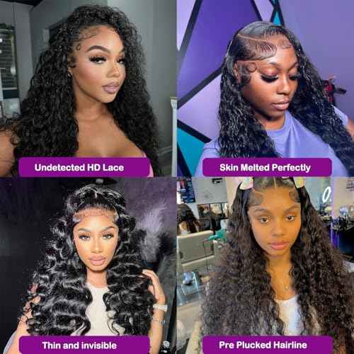 Deep Wave Lace Front Wigs Human Hair 200% Density Wet and Wavy Human Hair Wig 13x6 HD Lace Front Wigs Human Hair Pre Plucked Deep Wave Human Hair Wig for Women(20 Inch)