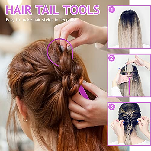 Hair Loop Tool Set for French Braid Styling - Purple Variation