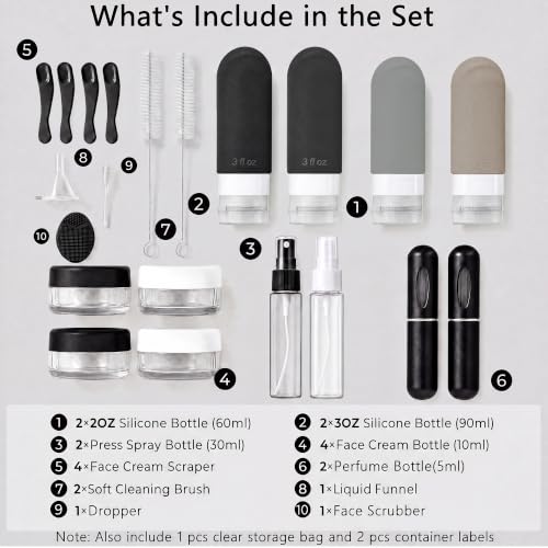 24-Pack Travel Bottles TSA Approved Leak Proof Toiletries Set