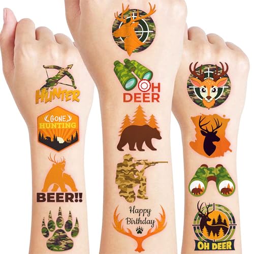 96 PCS Hunting Themed Temporary Tattoos for Kids