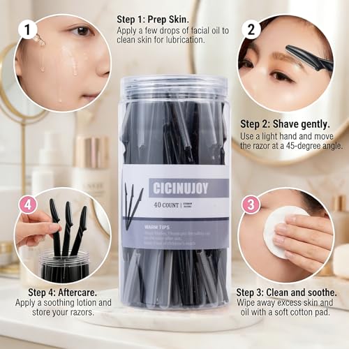 CICINUJOY Facial Eyebrow Razor - Precision Hair Removal Tool, Black
